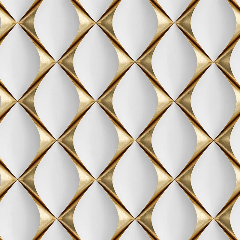 Papel De Parede Adesivo Adesivo 3d Vinilico Losango em Tons de Branco e Gold 2,50m