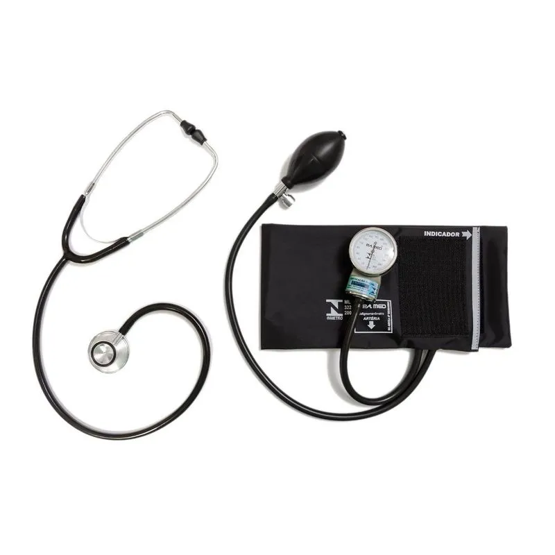 Kit Estetoscópio Duosson + Esfigmomanômetro Preto Pamed
