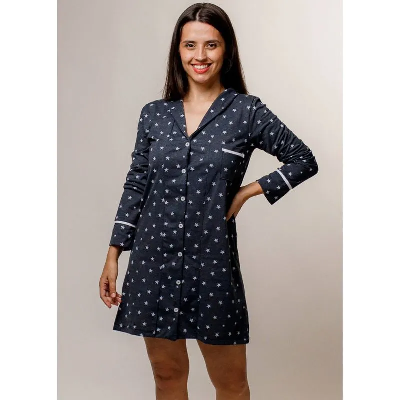 Camisola Manga Longa Algodão – Preto Mescla Estrela