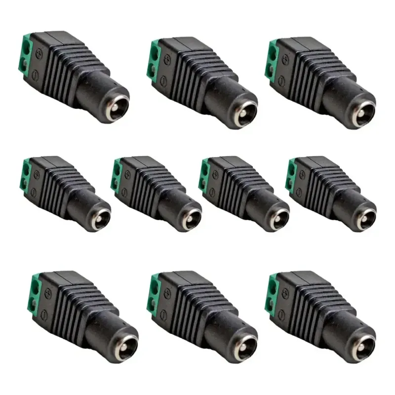 Kit 10 Conector P4 Fêmea Borne Sem Solda Cftv Led Projetos Preto - Haneltech