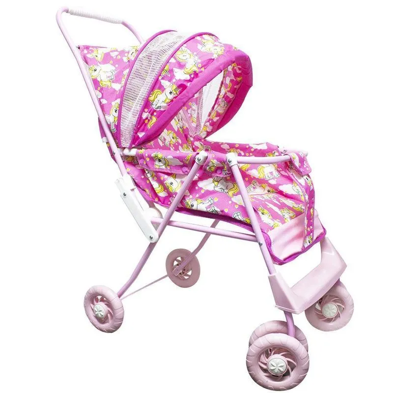 Carrinho Para Boneca M&p Luxo Unicórnio Nuvem B7 - Rosa