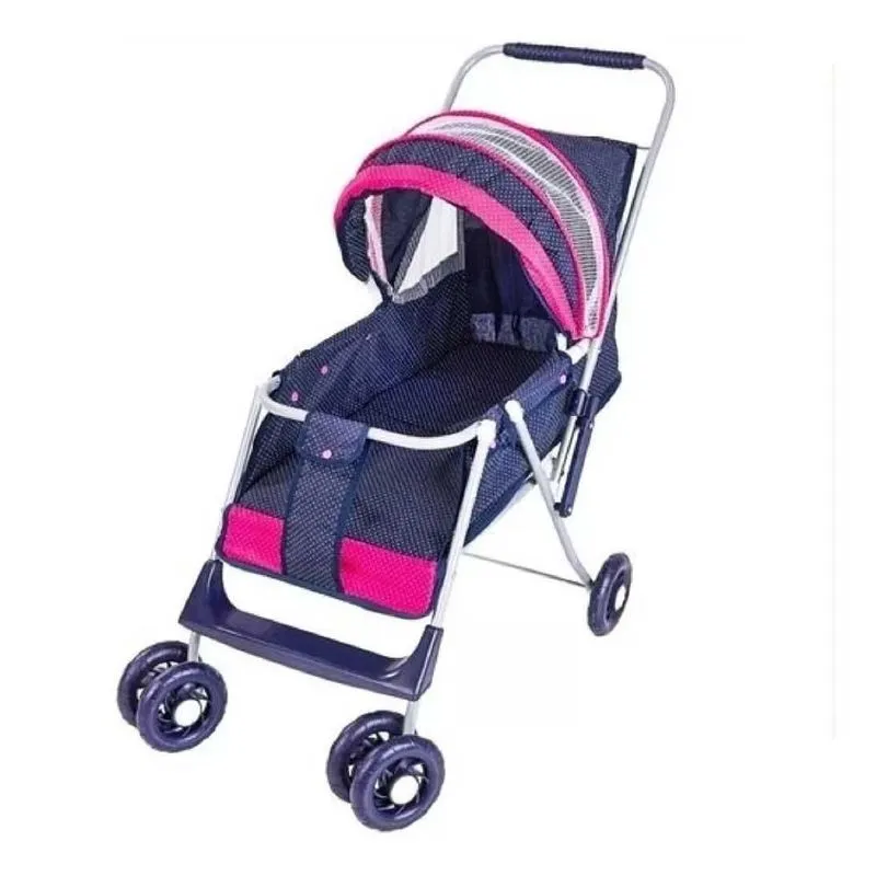 Carrinho Para Boneca Luxo Mep Kids Azul Bolinhas