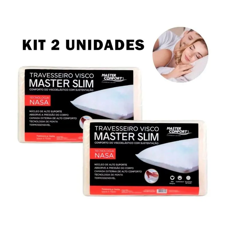 Kit 2 Travesseiro Nasa Master Slim Conforto Viscoelástico