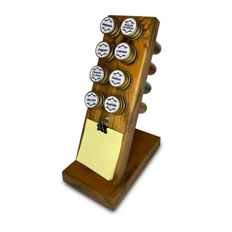 Porta Tempero Vertical Tubete Dourado Com Porta Recado Tmb