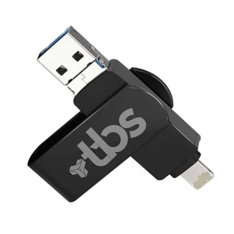 Pen Drive Tbs 3 Em 1 Entradas Usb Usb-c Lightning 64gb Preto