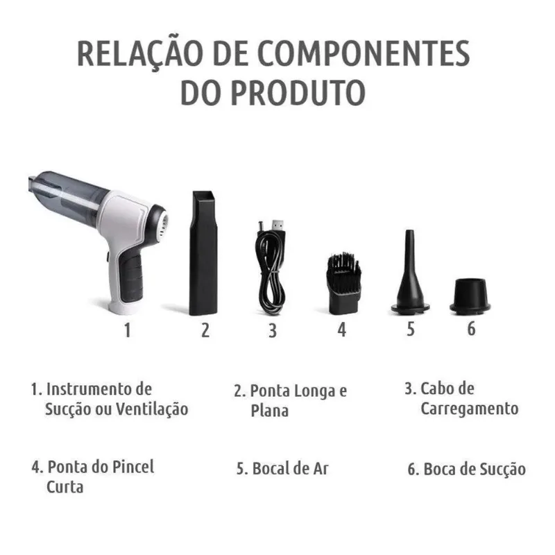 Potente Sem Fio Aspirador Recarregável Mini Poeira Carros