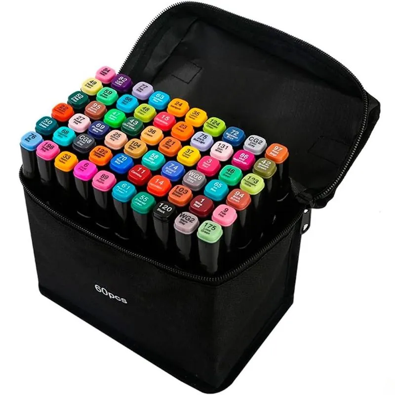 Canetinhas Coloridas Kit 60 Unidades Estojo Escolar