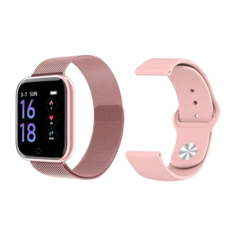 Relógio SmartWatch Com Duas Pulseiras P70 - Rosa