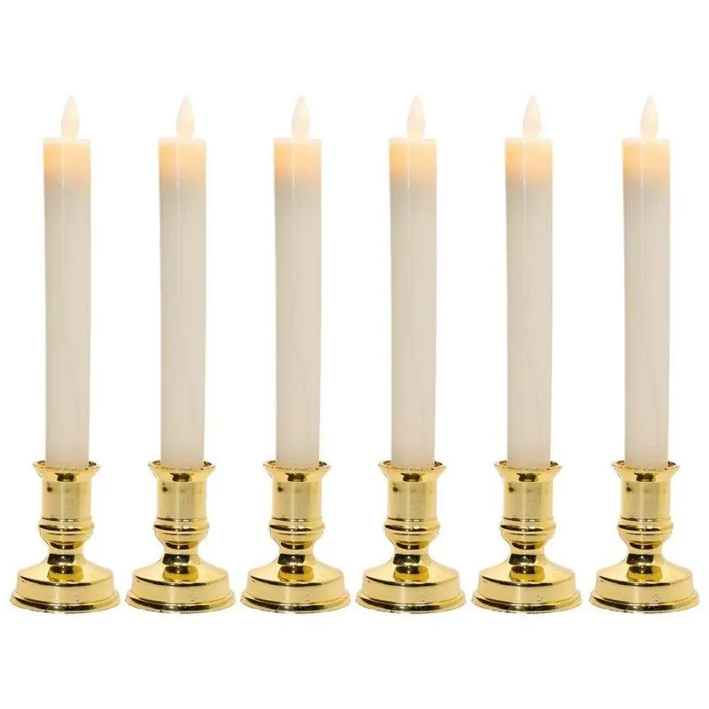 Kit 6 Castiçal Com Vela Elétrica Decoração Natalina 25cm