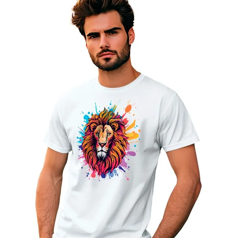 Camiseta Unissex Leão Da Tribo De Judá Colorida Branca