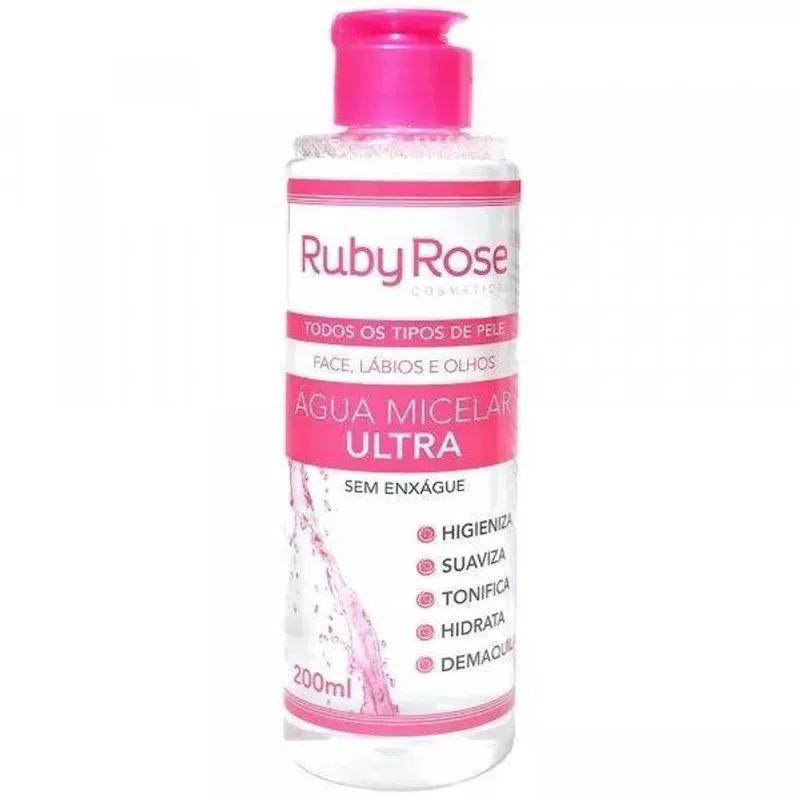 Agua Micelar Ultra Ruby Rose 200ml P/ Limpeza Pele Maquiagem