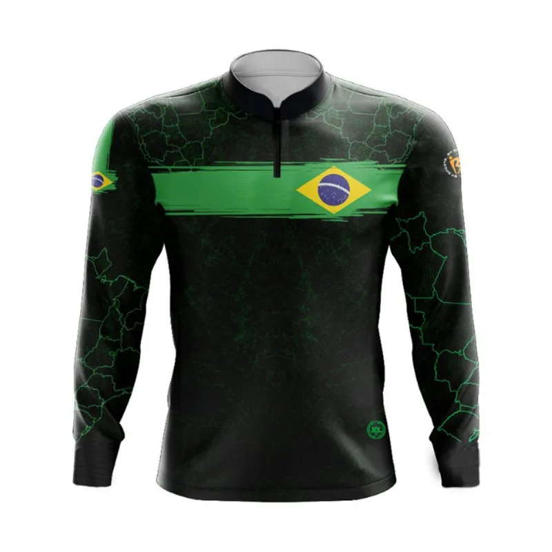 Camiseta By Sports Manga Longa Fator Proteção Solar Uv30+ Brasil Infantil Adulto