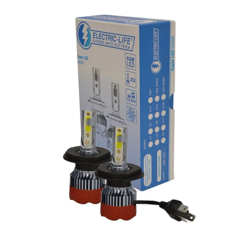 Par de Lâmpadas Led H4 10 30V 25W COB Temp De Cor 6000K Lumen 3000LM Uso Geral Lâmpada Led Farol