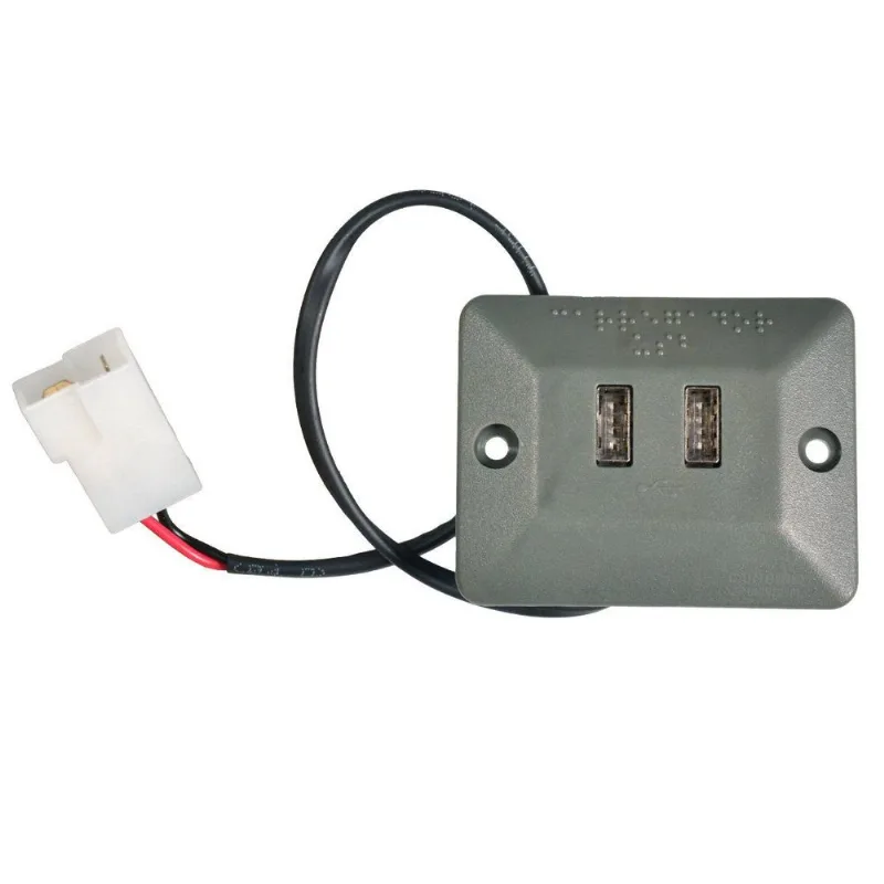 Carregador USB Bivolt Potência 12 24V Amperagem 1 5 Âmperes 2 Saídas 5V Led Azul Formato Trapézio Ônibus Caminhões Vans Carregadores