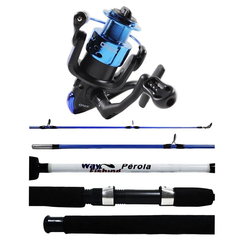Kit Pesca Way Fishing Molinete onix 4000 + Vara Pérola 1502 1,50m 12-15 Lbs 2 Partes