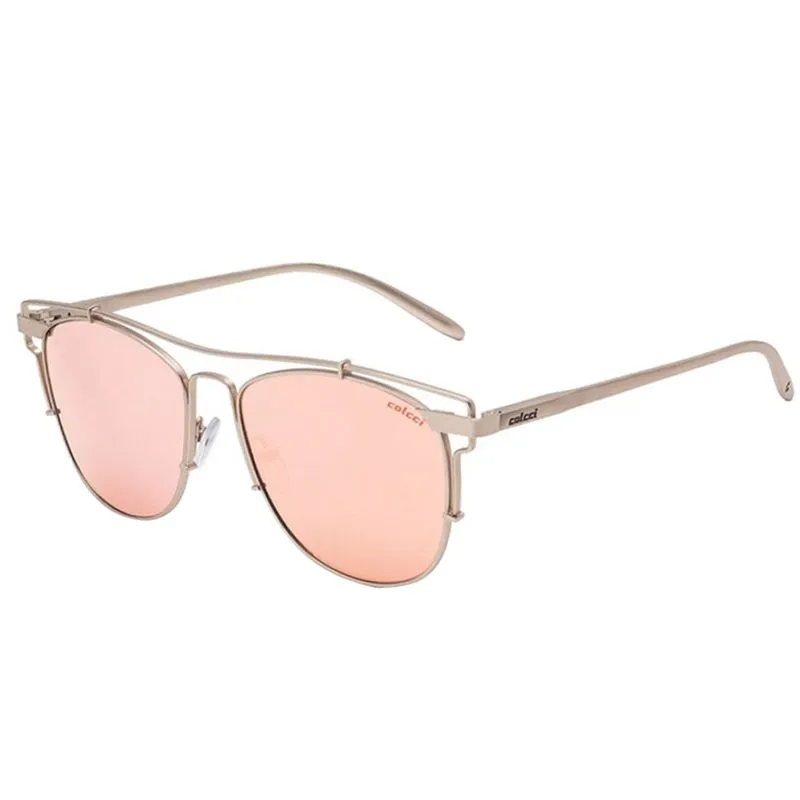 Óculos De Sol Dourado Fosco E Rosa Com Dourado Colcci
