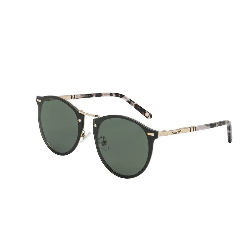 Óculos De Sol Colcci C0098 Dourado Brilhante Demi Marrom Lente Verde