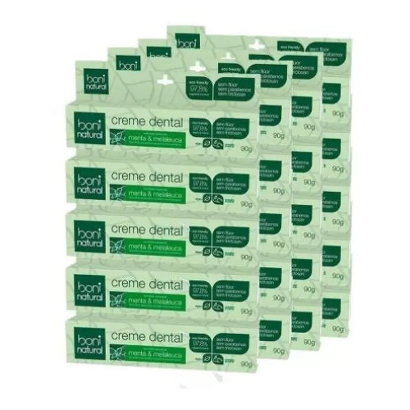 Kit 12X Creme Dental Sem Fluor Vegano 90G - Boni Natural