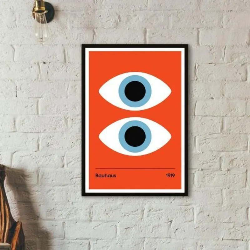Quadro Bauhaus Poster Olhos - Vermelho 24x18cm