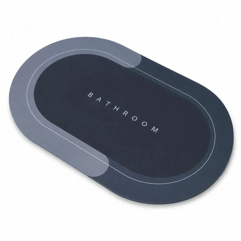 Tapete Banheiro Oval Espuma Base Antiderrapante Secagem Rápida