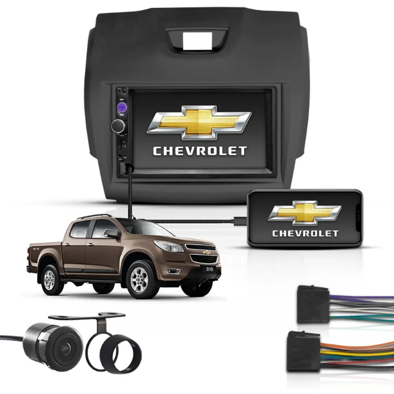 Kit Multimídia Mp5 2Din Bt Espelha Chevrolet S10 2012 a 2016