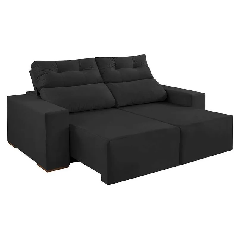 Sofá 3 Lugares Retrátil E Reclinável Ravena Suede Grafite 210 Cm