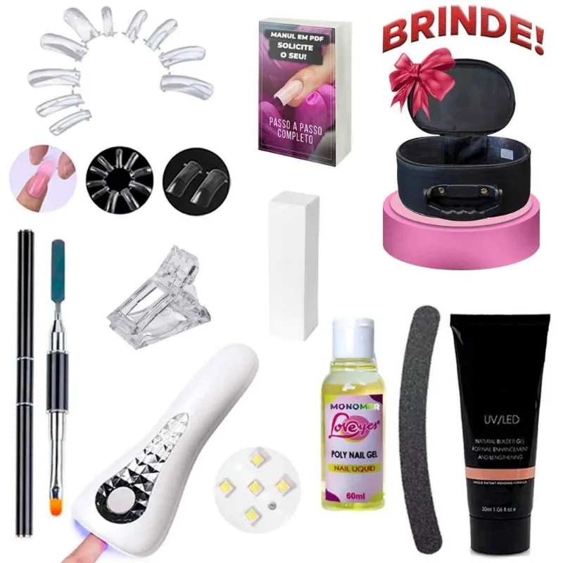 Kit Alongamento Polygel Monomer Moldes Manual +