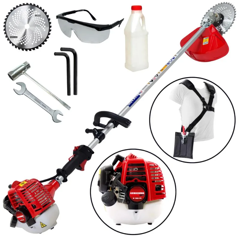 Roçadeira Profissional Lateral Plus Kawashima Kw260t 26cc Alta Potência E Econômica Com Empunhadura Circular E Lâmina De Vídia Ideal Para Jardinagem