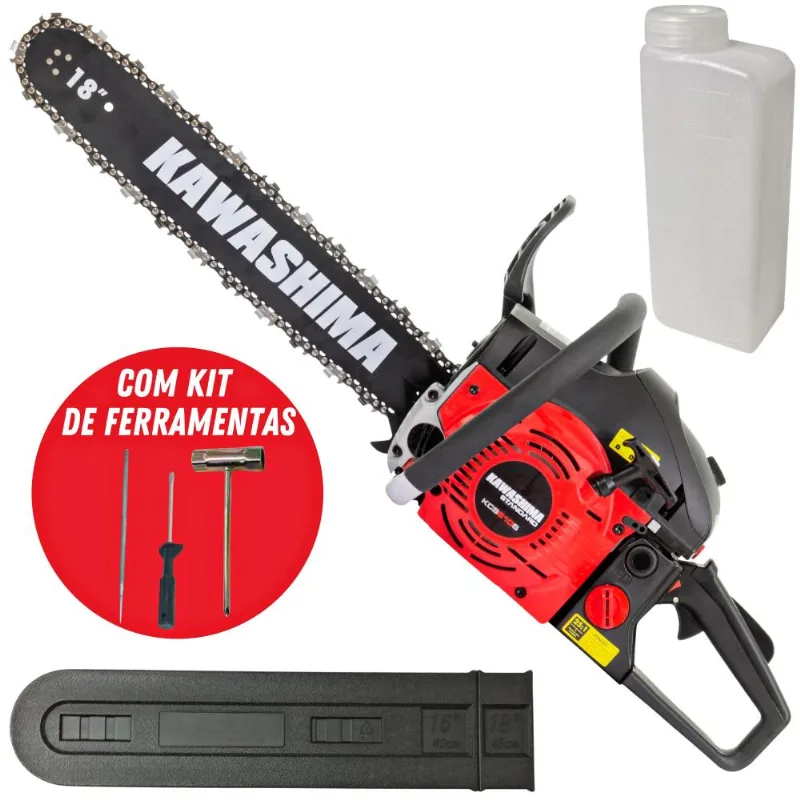 Motosserra À Gasolina Kawashima Kcs 610s 61,5cc 2 Tempos Com Sabre De 18 Polegadas E Corrente 64 Elos Para Trabalho Pesado