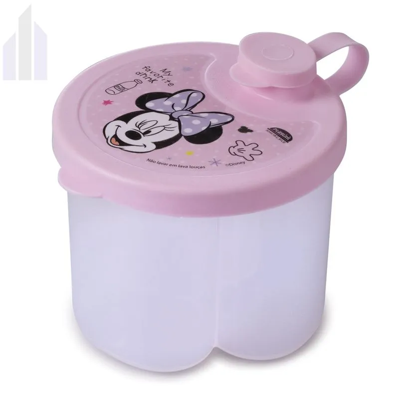 Pote Dosador De Leite Em Pó 3 Compartimentos Tampa Minnie Baby