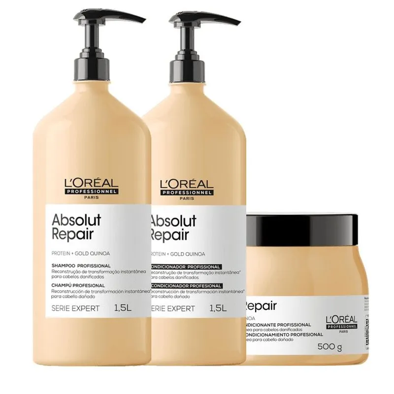 Kit L'oreal Gold Quinoa Shampoo, Condicionador E Máscara