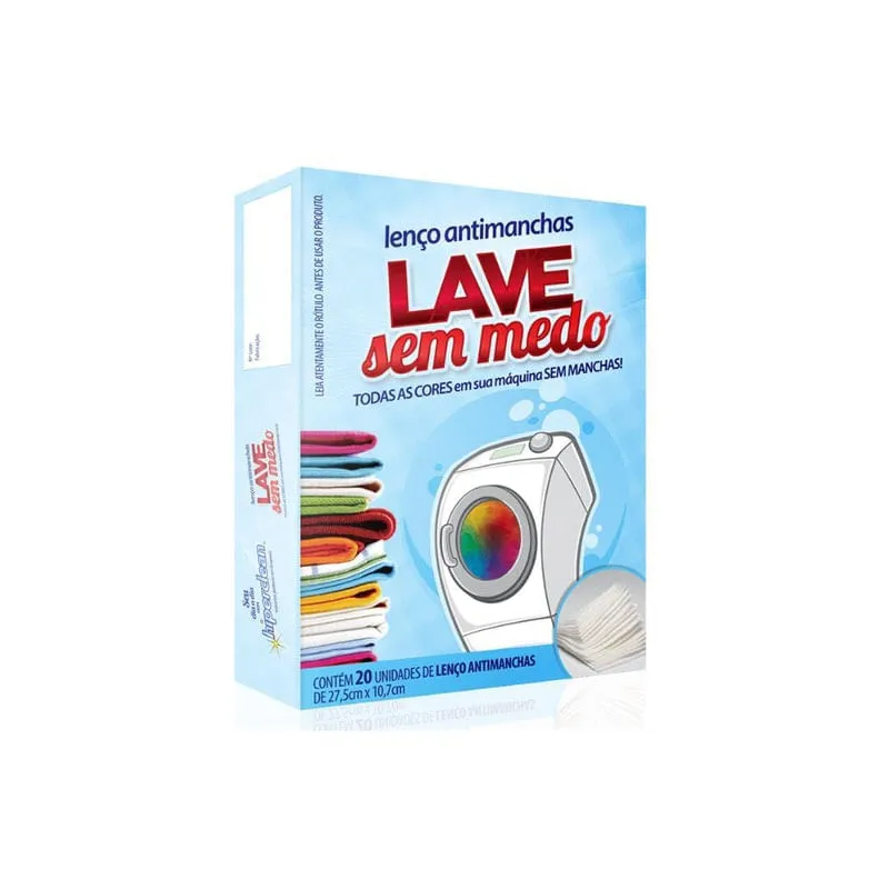 Lenços Para Lavar Roupa Lave Sem Medo Hiperclean 20 Unidades