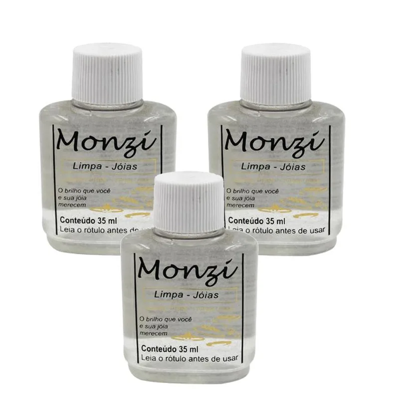 Kit 3 Limpa Joias Monzi 35ml Cada Líquido Eficiente