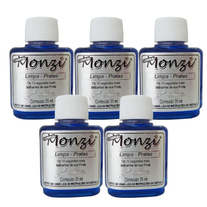 Kit 5 Limpa Prata Monzi 35ml Cada Ação Rápida