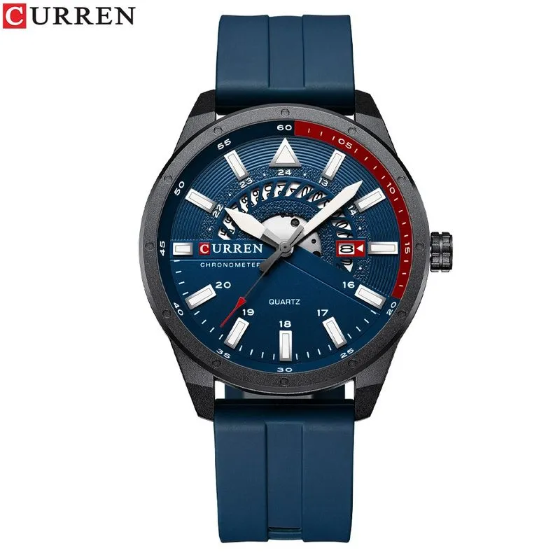 Relógio Curren 8421 para homens cinza com pulseira de silicone