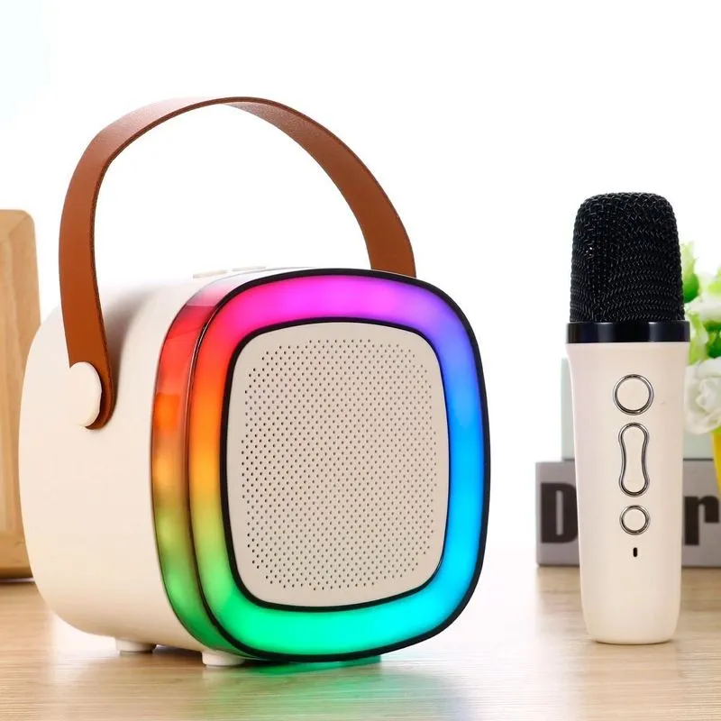 Caixa Som Karaokê Adulto Bluetooth Microfone Portátil Led