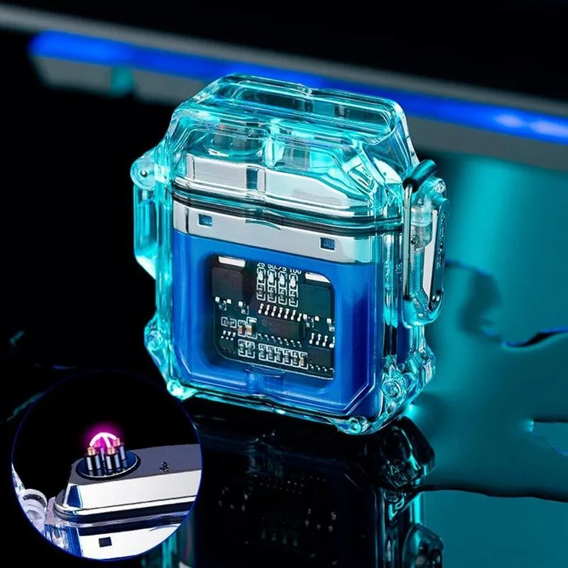 Super Lanterna Isqueiro Plasma Transparente Usb