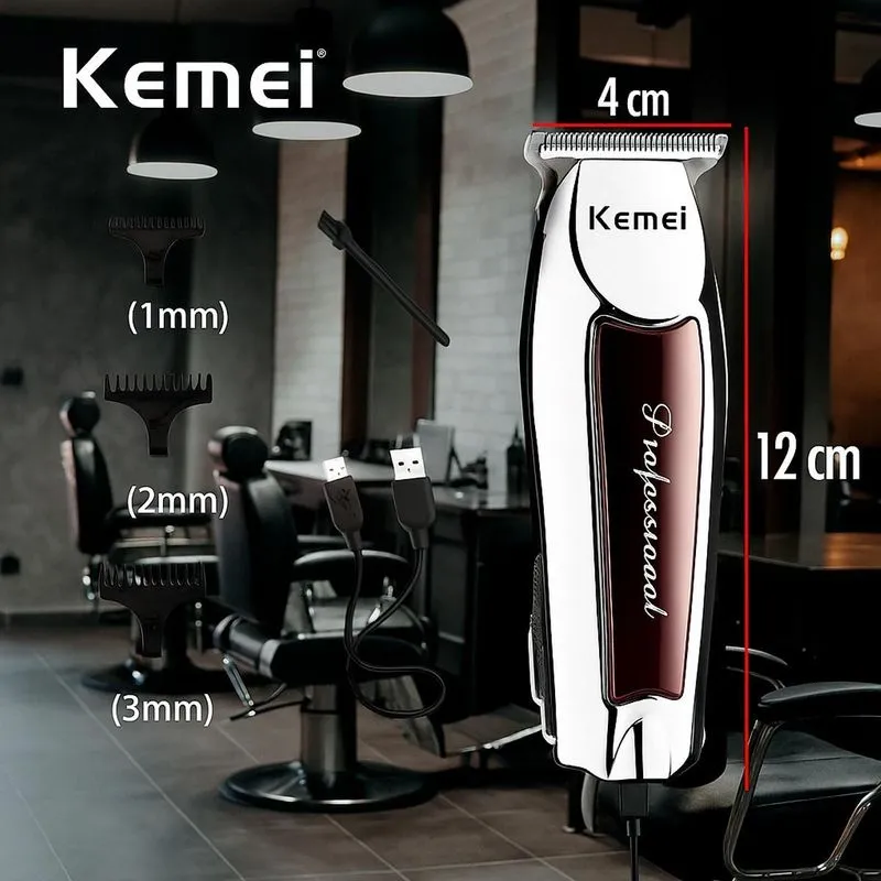 Cortador De Cabelo Kemei Usb Recarregável