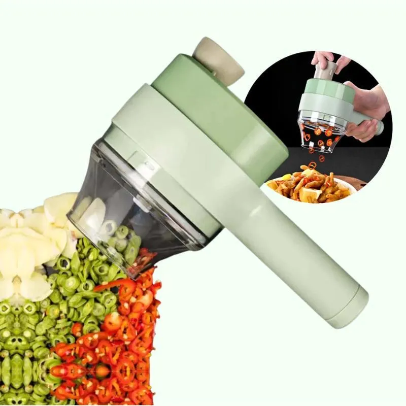 Conjunto 4 Em 1 Cortador Legumes Elétrico Portátil