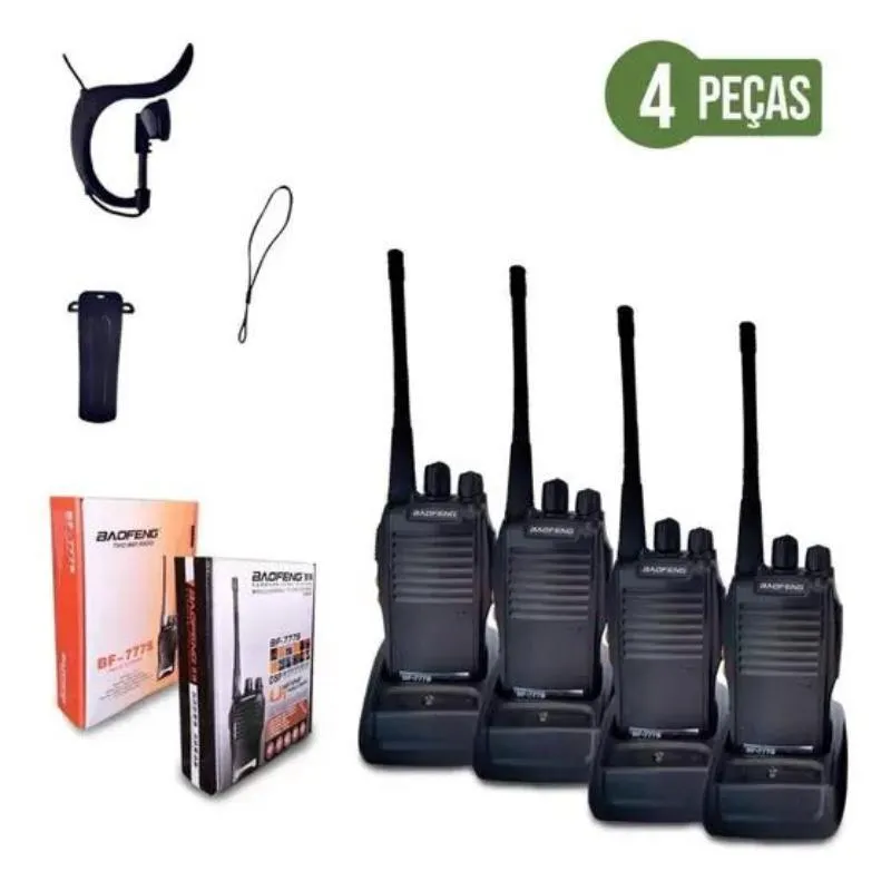 Kit 4 Radio Walk Talk Comunicador 16 Ch 12km Baofeng 777s Ht