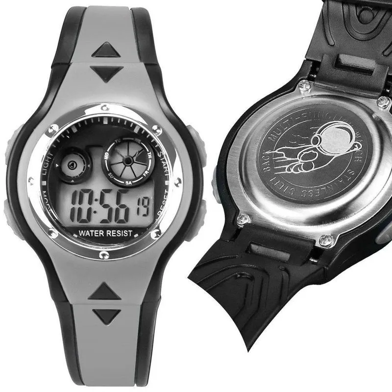 Relogio Digital Silicone Qualidade Infantil Criança Adolescente Menino Alarme Original Preto