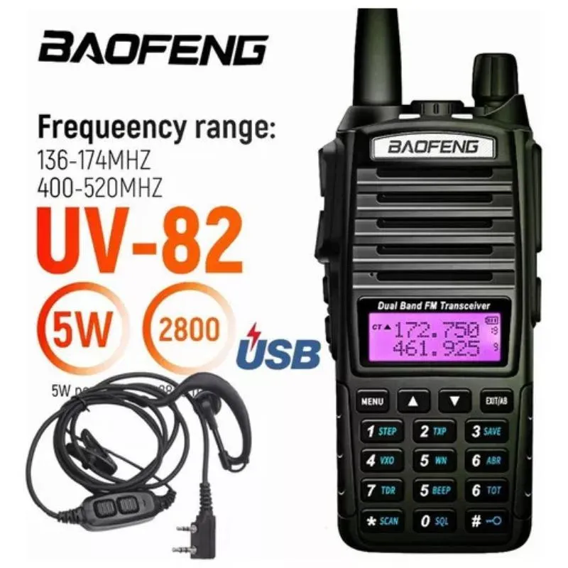 Walkie Talkie Baofeng Uv82 Longo Alcance Uhf Vhf Cor Preto