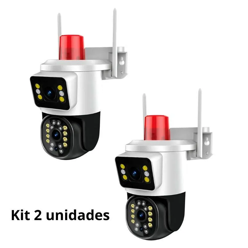 Kit 2 Câmera Ip Sem Fio 1080p À Resistente À Água Em 360