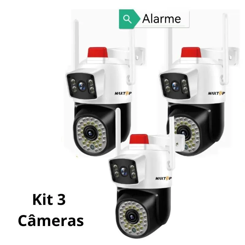 Kit 3 Câmera Ip Sem Fio 1080p À Resistente À Água Em 360