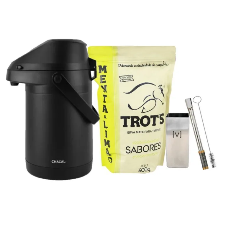 Kit Terere Garrafa Copo Bomba Inox E Erva Trots Premium 500g