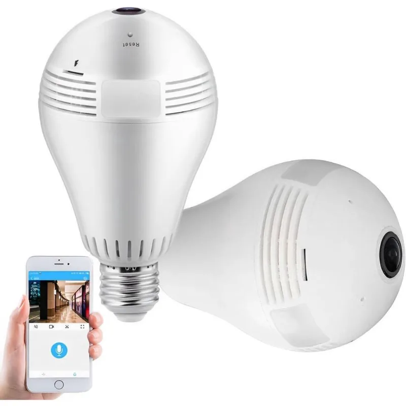 Camera ip Lâmpada de Segurança 360 - Espionagem Discreta com Visão Noturna e Conexão Wifi HD