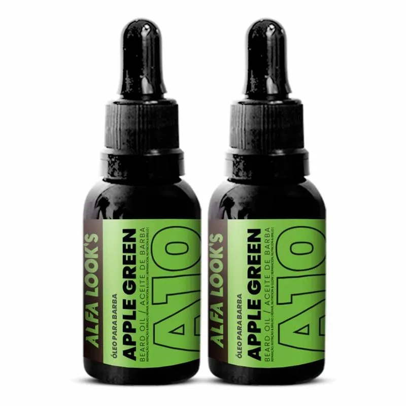 Kit 2x Oleo Para Barba Apple Green A10 30ml Alfa Looks