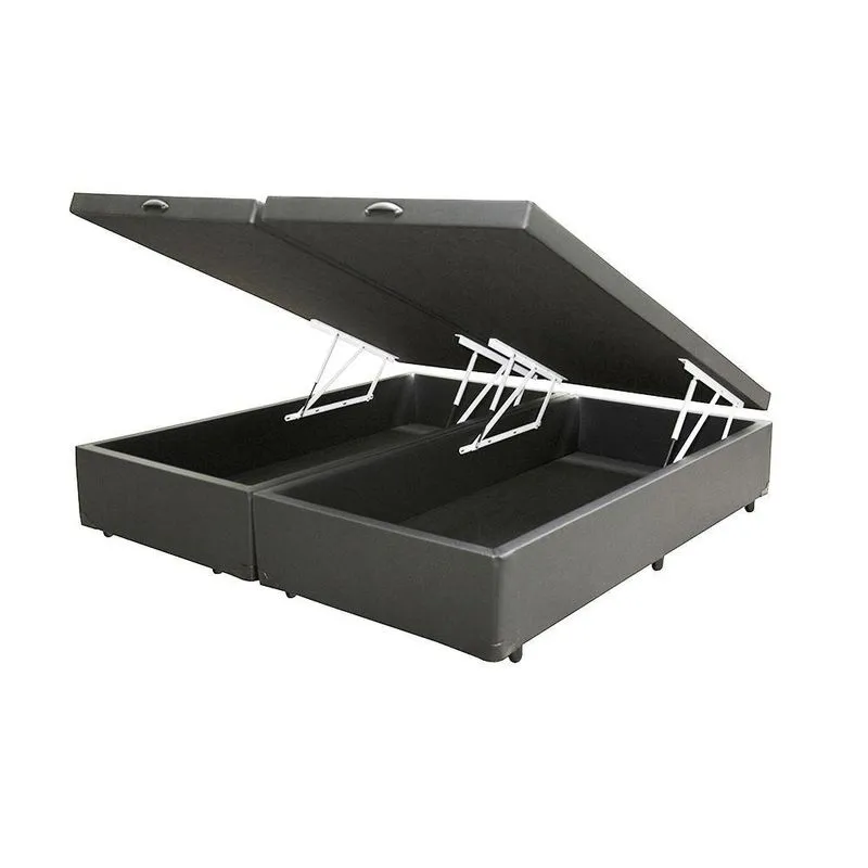 Cama Box Baú Casal Bipartido Homequeen Corino Cinza 41x138x188