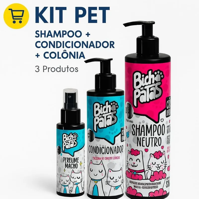 Kit Banho Bicho De Patas Perfume Shampoo Condicionador 500ml