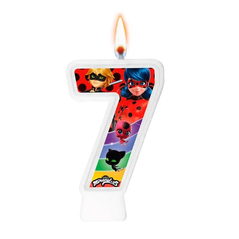 Vela De Aniversário Numeral Ladybug N 7